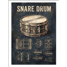 Karizma Tablo Snare Drum Teknik Çizim Müzik Dekoratif Kanvas - Mdf Ahşap Tablo