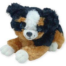 Elivora Sesli Peluş Yatan Köpek 25 cm - Siyah Kahve - 1 Adet