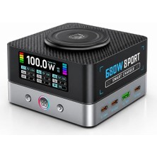 WLX-R8A 680W Gan Pd 3.1 Hızlı Şarj Istasyonu 8 Port Usb-C Laptop MacBook Telefon Tablet Kablosuz