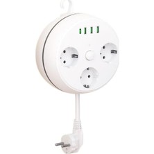 3'lü 1.5 Metre Kablolu 3 USB + Type-C Girişli Akım Korumalı Grup Priz