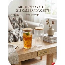 2li Bambu Kapaklı Cam Kokteyl Bardak Seti