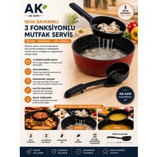 Ak Avm 3 Fonksiyonlu Mutfak Servis Kaşığı Kevgir Kepçe Isıya Dayanıklı Çok Amaçlı Servis Aparatı