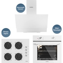 Kumtel Home Plus Beyaz Cam Ankastre Set