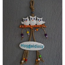 Entude Beyaz Baykuş Kapı Süsü, Dekoratif Süs, Hoşgeldiniz