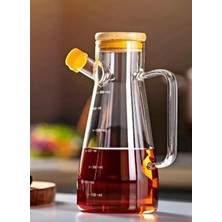 Cambu Vakumlu Bambu Kapaklı 900 ml Borosilikat Cam Tekli Yağlık Sirkelik Yağdanlık