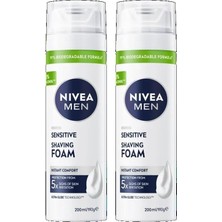 Nıvea Men Erkek Hassas Tıraş Köpüğü 200 Ml, Hassas Ciltlere Özel Hızlı Koruma, Yanma Karş�