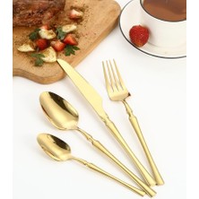 Çelik 24 Parça 6 Kişilik Gold Yemek Kaşık Çatal Bıçak Set CIN738SR