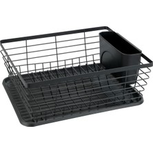 Renas Store Wenko "drip" Bulaşıklık, Bulaşıklık, Lavabonun Yanına Yerleştirmek Için Ideal, Toz Boya Kaplı Metal ve Plastikten Yapılmış, 36 x 15 x 30,3 Cm, Siyah