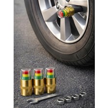 Beylini 4'lü Lastik Basınç Ölçerli Sibop Bisiklet Araba Motosiklet Tekerlek Hava Ölçer 2.4 Ba