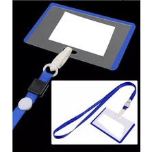 Artlantis Mavi Ipli Yaka Kartı 1 Adet Ayarlanabilir Boyuna Asma Kimlik Koruyuculu Pvc Mavi Yaka Ka