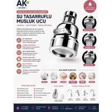 Ak Avm 3 Fonksiyonlu 360° Döner Su Tasarruflu Musluk Başlığı Krom Filtreli Musluk Ucu Aparatı