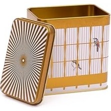 EVLE-ER205-T7 Bird Cage Desenli Kare Metal Saklama Kabı 9x9 cm (Bird Cage)