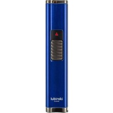 Lubinski Cigar Slim Cetvelli ve Sehpalı Çift Torch Puro Çakmağı Mavi