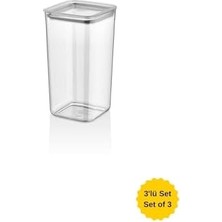 Sude Kare Saklama Kabı 3 x 1200 Ml, Şeffaf