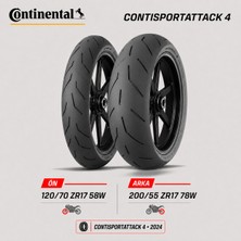 Continental Contisportattack 4 120/70 ZR17 58W - 200/55 ZR17 78W Ön Arka Motosiklet Lastik Takımı 2024