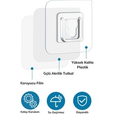 Eco Lounge Eşya Sabitleme Askısı 10 Çift Şeffaf Çift Taraflı Yapışkanlı Geçmeli Klips