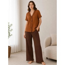 Pijamask Kadın Kısa Kollu Pamuklu Pijama Takım