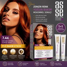 Trendhane Asse New Adventure 7.44 Kumral Bakır Saç Boyası – Kalıcı Krem Saç Boyası, Oksidan Krem ve 3’lü Bakım Içeren Saç Boyama Kiti