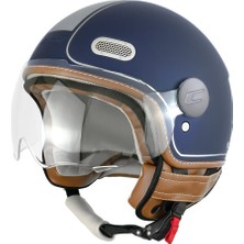 Cgm 191V Pix Vintage Blu Argento Satinato Sagomata Açık Kask (Mavi)