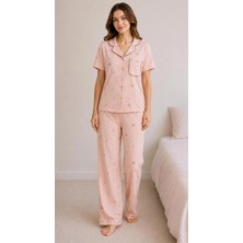 Pijamask Kadın Kısa Kollu Pamuklu Pijama Takım