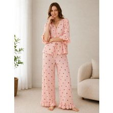Pijamask Kadın Kısa Kollu Pamuklu Pijama Takım
