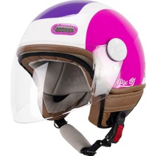 Cgm 191G Pix Sprint Viola Fucsia Fluo Lunga Açık Kask (Beyaz-Pembe-Mor)