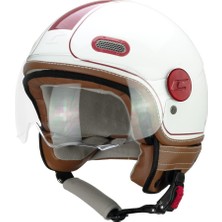 Cgm 191V Pix Vintage Bianco Bordeaux Sagomata Açık Kask (Beyaz-Kırmızı)