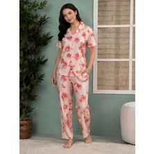 Pijamask Kadın Kısa Kollu Desenli Pijama Takım