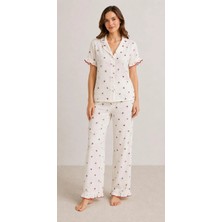 Pijamask Kadın Kısa Kollu Pamuklu Pijama Takım