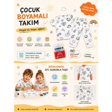 Pijamask Çocuk Desenli Boyamalı Pijama Takımı