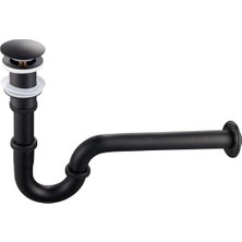 Pop-Up Basmalı Paslanmaz Çelik Metal Lavabo Sifonu KSF101 (Mat Siyah)