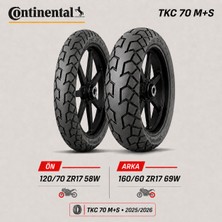 Continental Tkc 70 M+S 120/70 ZR17 58W - 160/60 ZR17 69W Ön Arka Motosiklet Lastik Takımı 2025/2026