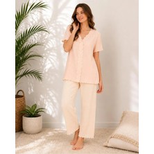 Pijamask Kadın Kısa Kollu Pamuklu Pijama Takım