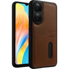 The Gencoo Oppo A38 Sara Kartvizitli Deri Kılıf - Taba