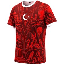 Awe Türkiye FORMA,%100 Polyester, Kısa Kollu, Yuvarlak Yaka, Ay Yıldız ve Istanbul Desenli Tara
