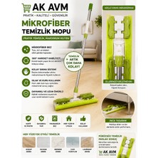 Ak Avm Mikrofiber Mop Temizlik Seti Katlanabilir Saplı Islak Kuru Zemin Mopu Paspas Temizleyici