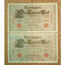 Gündüz Ticaret 1910 Almanya 1000 Mark Yabancı Kağıt Para Ççt Orta Kondisyon 2 Adet Görseldeki Ürün Gönderilecektir / K-155