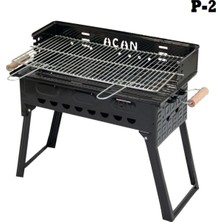 Depolife Pervazlı Emaye Mangal P2 Büyük Boy Kömürlü Barbekü Çift Izgara Katlanır Ayaklı 27