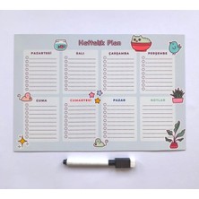 Yaz Sil Haftalık Magnet Planner – Kalem Hediyeli Esnek Buzdolabı Planlama Panosu 28X19CM