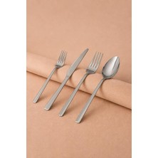 Tuana 24 Parça Sade 6 Kişilik Çelik Çatal & Kaşık & Bıçak Takımı / Paslanmaz Çelik