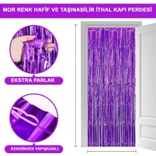 Eco Lounge Ekstra Metalize Saçaklı Arka Fon Perde Mor