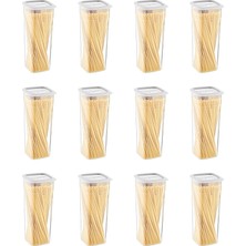 Renas Store Smartware 12'li Set Skali Kare Saklama Kabı Beyaz 2140 ml