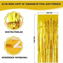 Eco Lounge Ekstra Metalize Parlak Saçaklı Arka Fon Perde Gold