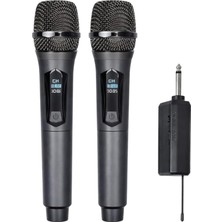 YK-MC448 Çift El Kablosuz Mikrofon Seti – 2.4g Uhf Wireless, 50 M Menzil, Alıcılı, Sahne Sunum