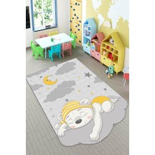 Rugviva Kaymaz Tabanlı Yıkanabilir Çocuk Bebek Halısı AR349, Sarı, 100 x 160