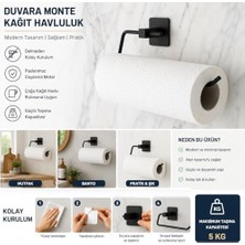Sidelya Aksesuar Kendinden Yapışkanlı Kağıt Havluluk ve Rulo Havlu Askısı - Deliksiz Montaj, Paslanmaz Metal, Mat Siyah - Mutfak ve Banyo Için Duvara Monte Havluluk Aparatı