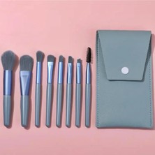 Çanta Boy Deri Kılıflı 8 Parça Mini Makyaj Fırçası Seti 11 cm Yumuşak Uçlu Makyaj Fırça