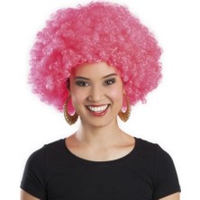 Eco Lounge Pembe Renk Kıvırcık Afro Bonus Parti Peruğu
