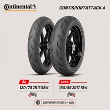 Continental Contisportattack 4 120/70 ZR17 58W - 190/55 ZR17 75W Ön Arka Motosiklet Lastik Takımı 2024