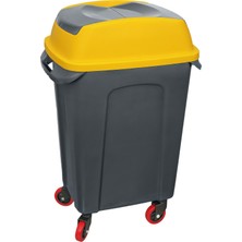Blackbird Home Hippo 70 Lt Tekerlekli Çöp Kovası Antrasit Gövde Sarı Kapak
